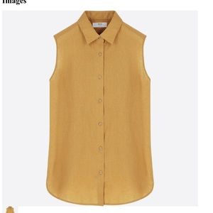 Uniqlo linen sleeveless blouse in mustard yellow